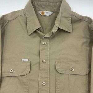 Carhartt Shirt Mens Tan Rugged Outdoor Wear Button Up‎ Workwear Western XXL